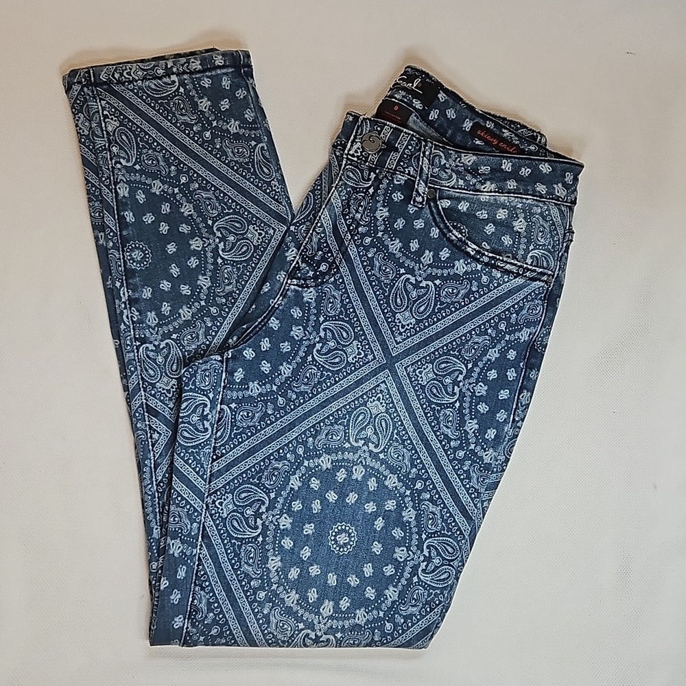 Earl Skinny Jeans Skinny Ankle Bandana Paisley Blue White